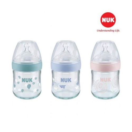 Bình sữa thủy tinh Nuk cổ rộng 120ml/240ml