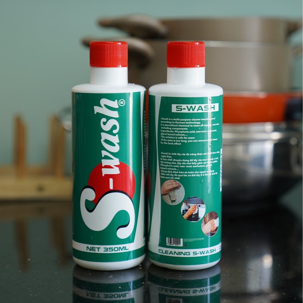 TẨY SIÊU TẨY ĐA NĂNG S_WASH Xịt là sạch tẩy dầu mỡ, cặn canxi, vết bẩn lâu ngày trên gạch đít xoong dung tích 400ml