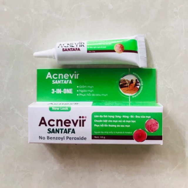 Kem mụn Acnevir Santafa xanh- Hỗ trợ trị mụn hiệu quả (Tuýp 10gr)