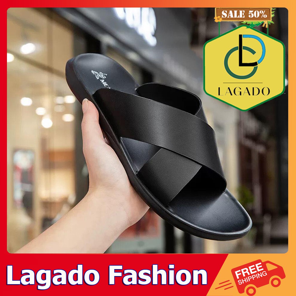 [Mã BMBAU50 giảm 7% đơn 99K] Dép Da Nam LAGADO Cao Cấp Quai Ngang Chéo Có Quai Hậu Đế Cao Su Bền Bỉ Chống Nước Tốt
