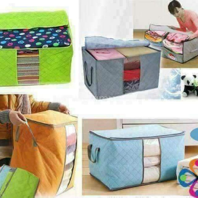 Túi đựng chăn màn quần áo gấp gọn tiện dụng loại lớn chất liệu vải không dệt (36 x 42 x 60) Store4girls