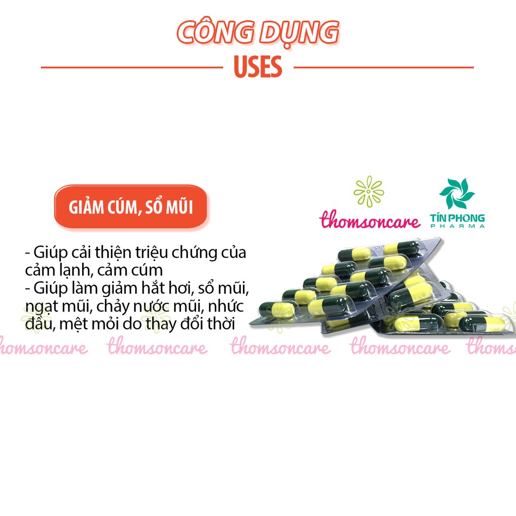 Cảm cúm Tín Phong - hộp 100 viên - cải thiện triệu chứng cảm lạnh, hắt hơi, sổ mũi, ngạt mũi từ thảo dược