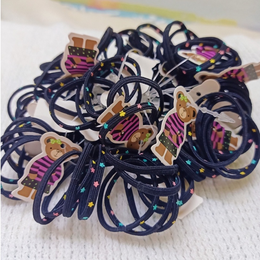 Set 50 thun cột tóc màu đen ánh sao size vừa