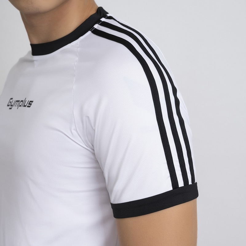 Áo thể thao nam Gymplus phối viền tay,áo thun tập gym dành cho nam ôm body co giãn thấm hút mồ hôi