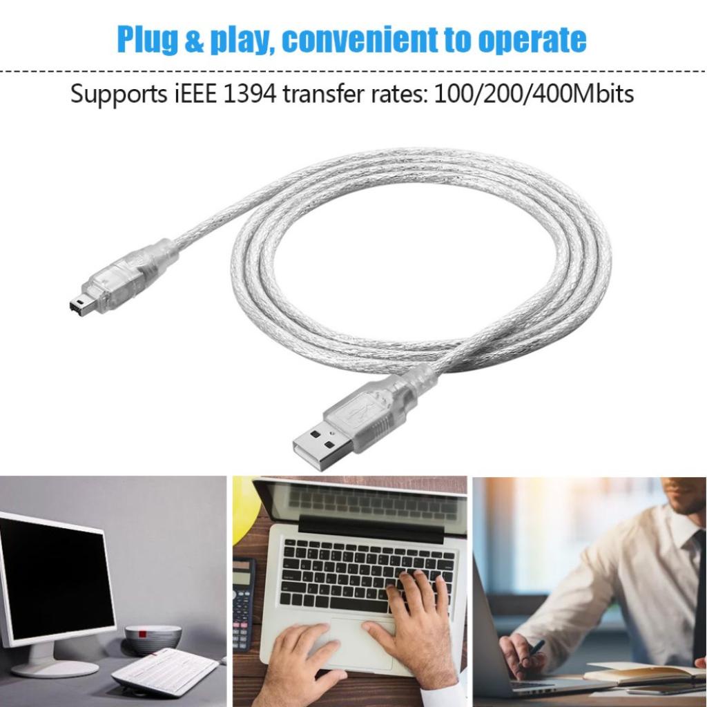 Cáp chuyển đổi 1,2m USB 2.0 Male To Firewire IEEE 1394 4 Pin ILink Cord