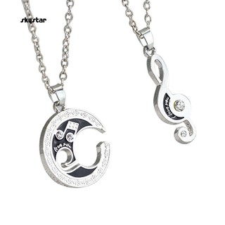 Set 2 Dây Chuyền Mặt Trăng Và Nốt Nhạc Dễ Thương Cho Cặp Đôi