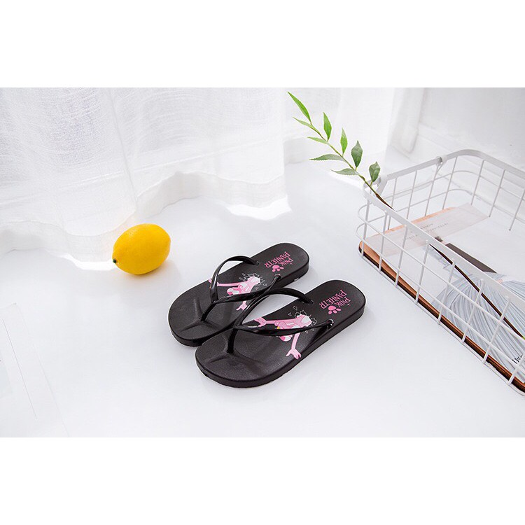 Dép Xỏ Ngón Đi Biển In Hoạt Hình Dễ Thương Màu Đen