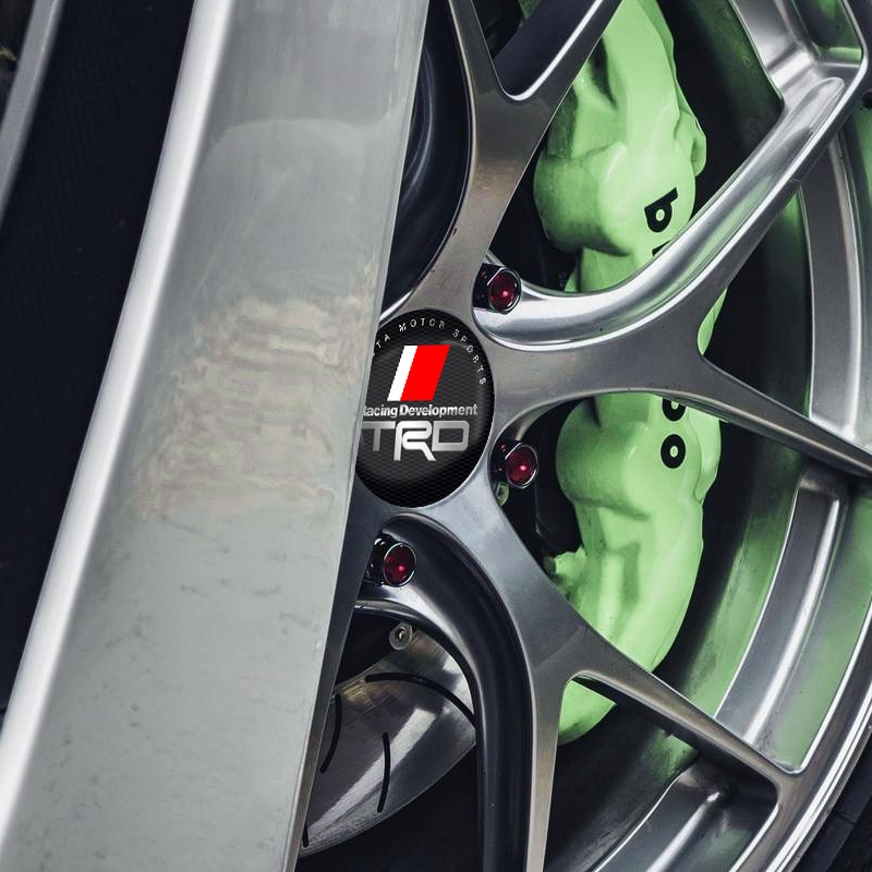 Bộ 4 Miếng Dán Trang Trí Trục Bánh Xe Hơi Toyota TRD VIOS Avensis Auris Hilux Corolla Camry
