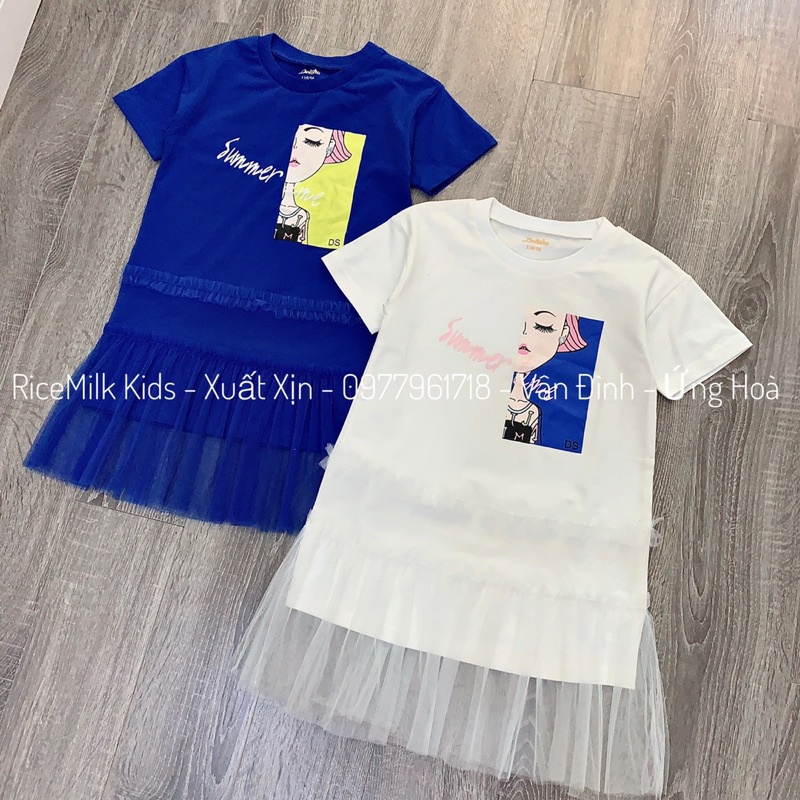 Váy Deesha cotton phối ren hình cô gái