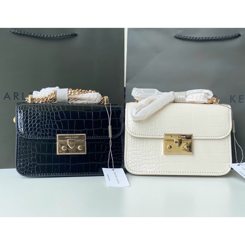 Túi Khoá Bóng - KHÁC Với Loại Khoá Mờ Trên Thị Trường, Xích Đeo Vai & Đeo Chéo (Size 18) [ Túi Nữ Vân Da ]