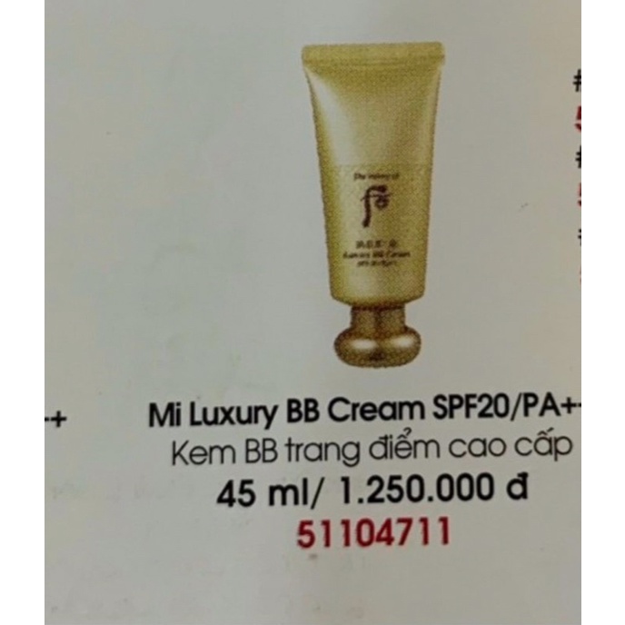 Kem nền bb cream Whoo vàng siêu che khuyết điểm, độ che phủ cao, dưỡng da , chống nắng thay kem lót nền, bền màu lâu trô | BigBuy360 - bigbuy360.vn