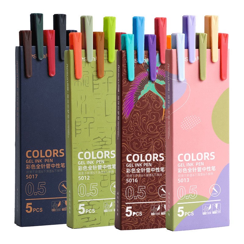 Set 5 bút gel nhiều màu giá rẻ - Bút resun viết mượt không tắc mực 0.5mm