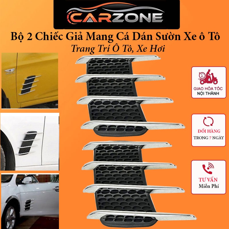 Mang Cá Dán Sườn Xe Ô Tô Giả Hốc Gió,Trang Trí Xe Hơi - Bộ 2 Chiệc CARZONE.TOP