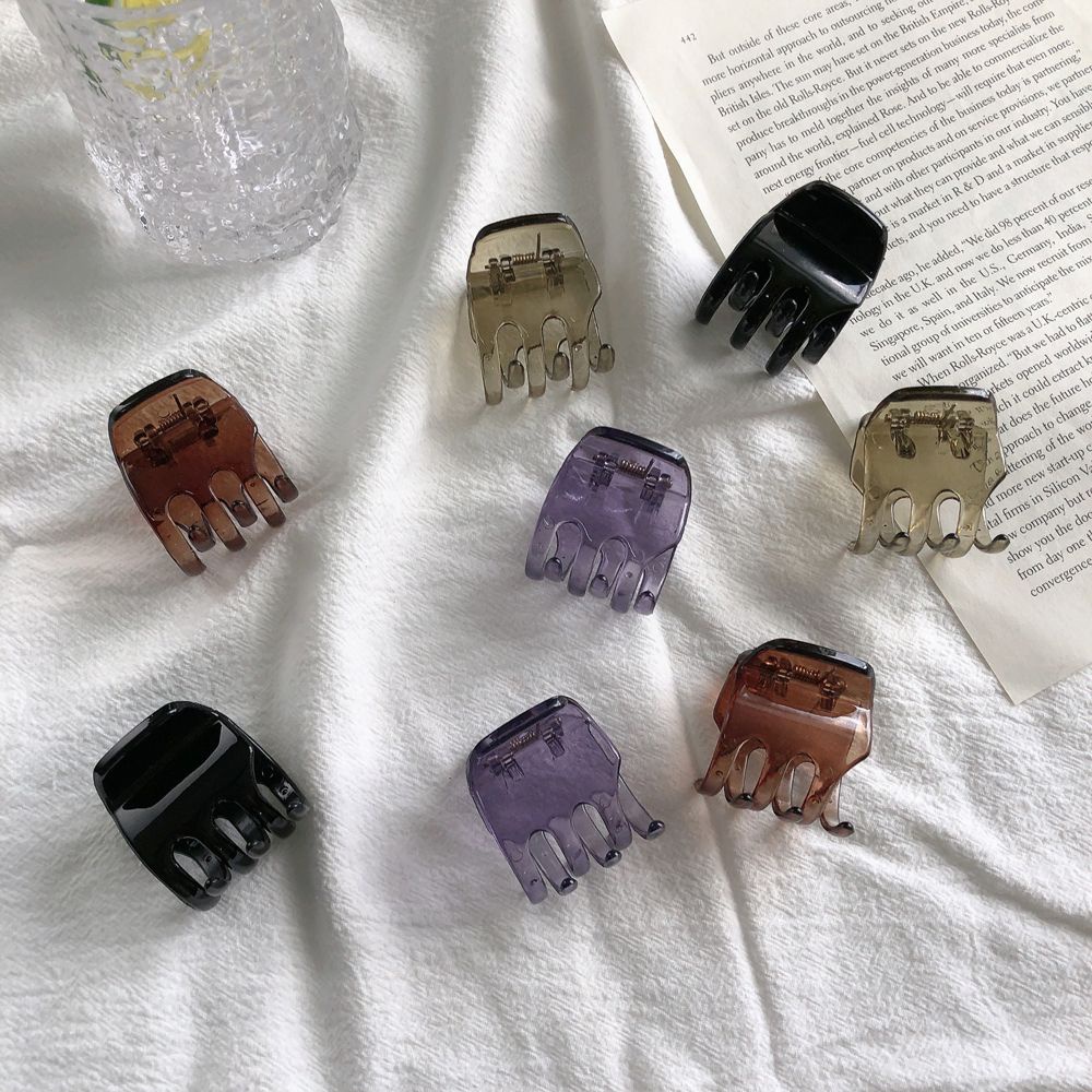 Kẹp Tóc Acrylic Trong Suốt Màu Trơn Phong Cách Hàn Quốc Thanh Lịch Cho Nữ