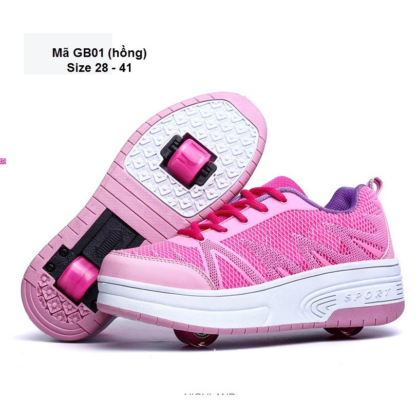 Giày thể thao bánh xe loại 2 bánh gót cho bé trai GB01