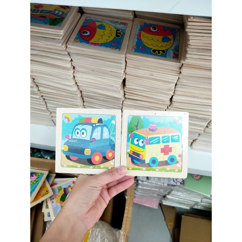 Đồ chơi xếp hình lắp ráp tranh ghép gỗ 9 mảnh ngộ nghĩnh