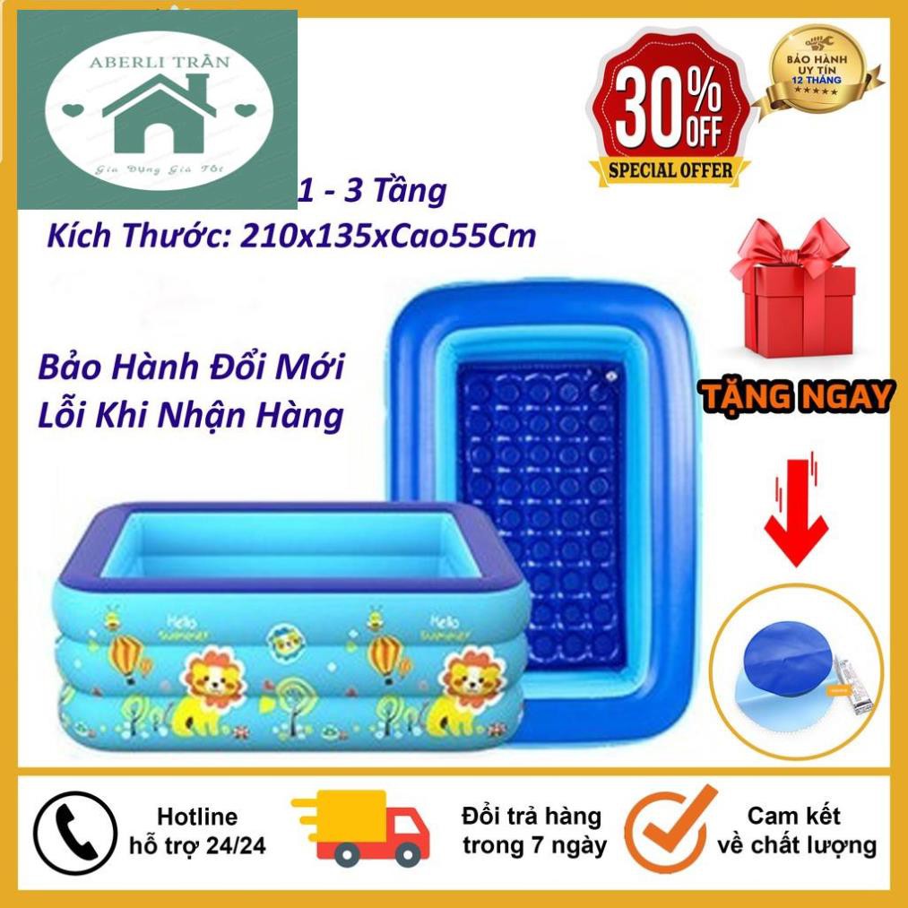 Bể Bơi Phao Kích Thước 2M1 ( 210x135xCao55Cm ) 3 Tầng Cho Bé, Hàng Loại 1 Có Đáy Chống Trượt, An Toàn Khi Sử Dụng