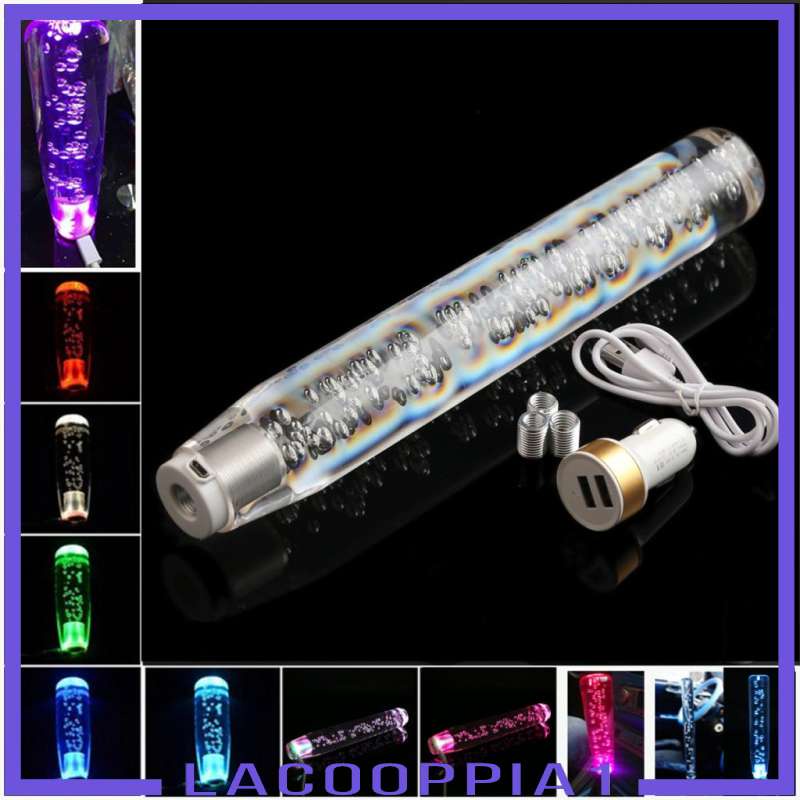 [Lacooppia1] Núm Gạt Cần Số Thay Thế Bằng Acrylic Có Đèn LED 7 Màu 30cm Cho Xe Hơi Xe Tải