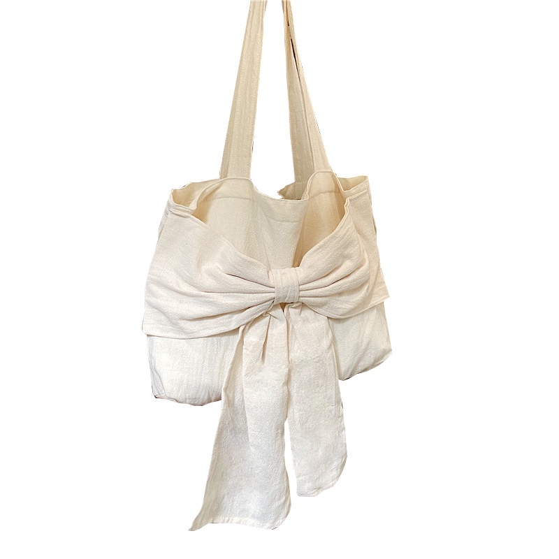 Túi xách IELGY vải canvas đính nơ thời trang cho nữ