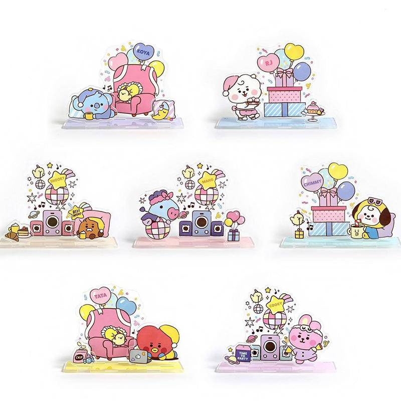 Đế Acrylic trưng bày mô hình nhân vật KPOP BTS BT21 CHIMMY COOKY KOYA MANG RJ SHOOKY TATA hoạt hình