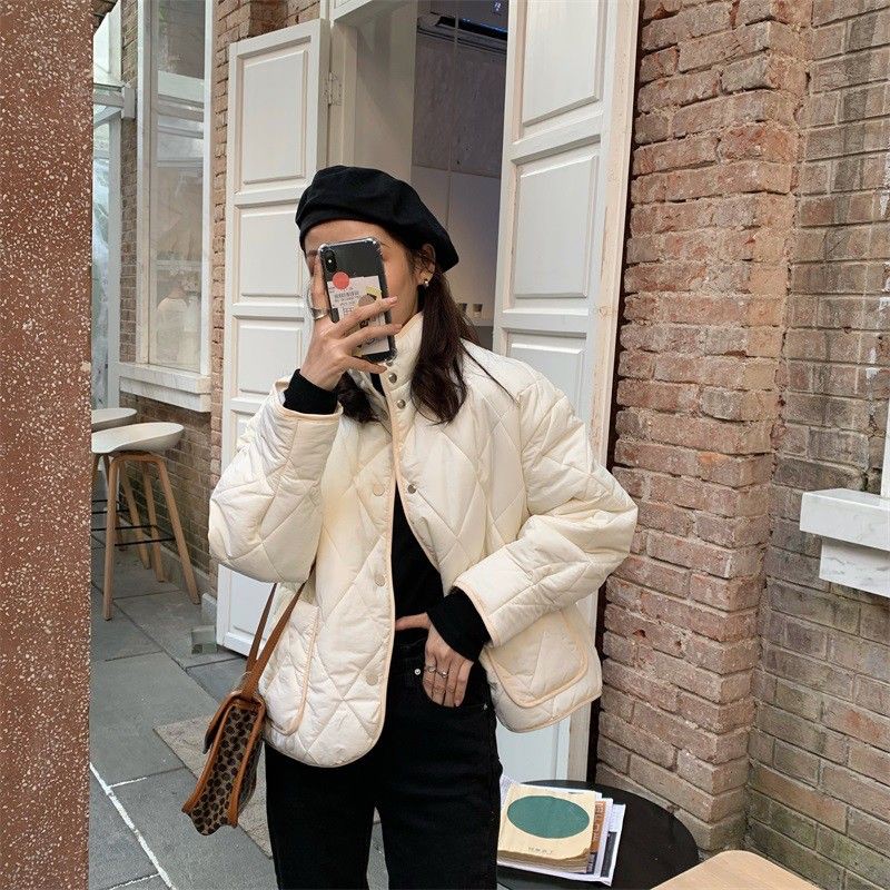 áo khoác phao trần bông siêu ấm siêu nhẹ cúc bấm ulzzang Hàn Quốc (Quảng Châu loại 1)