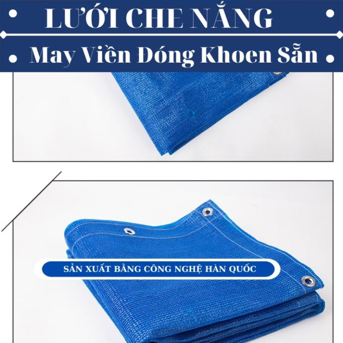 [ Kích thước 2x4 màu XANH DƯƠNG ] Lưới Che Nắng - May Viền Đóng Khoen Sẵn - Nhựa Nam Việt