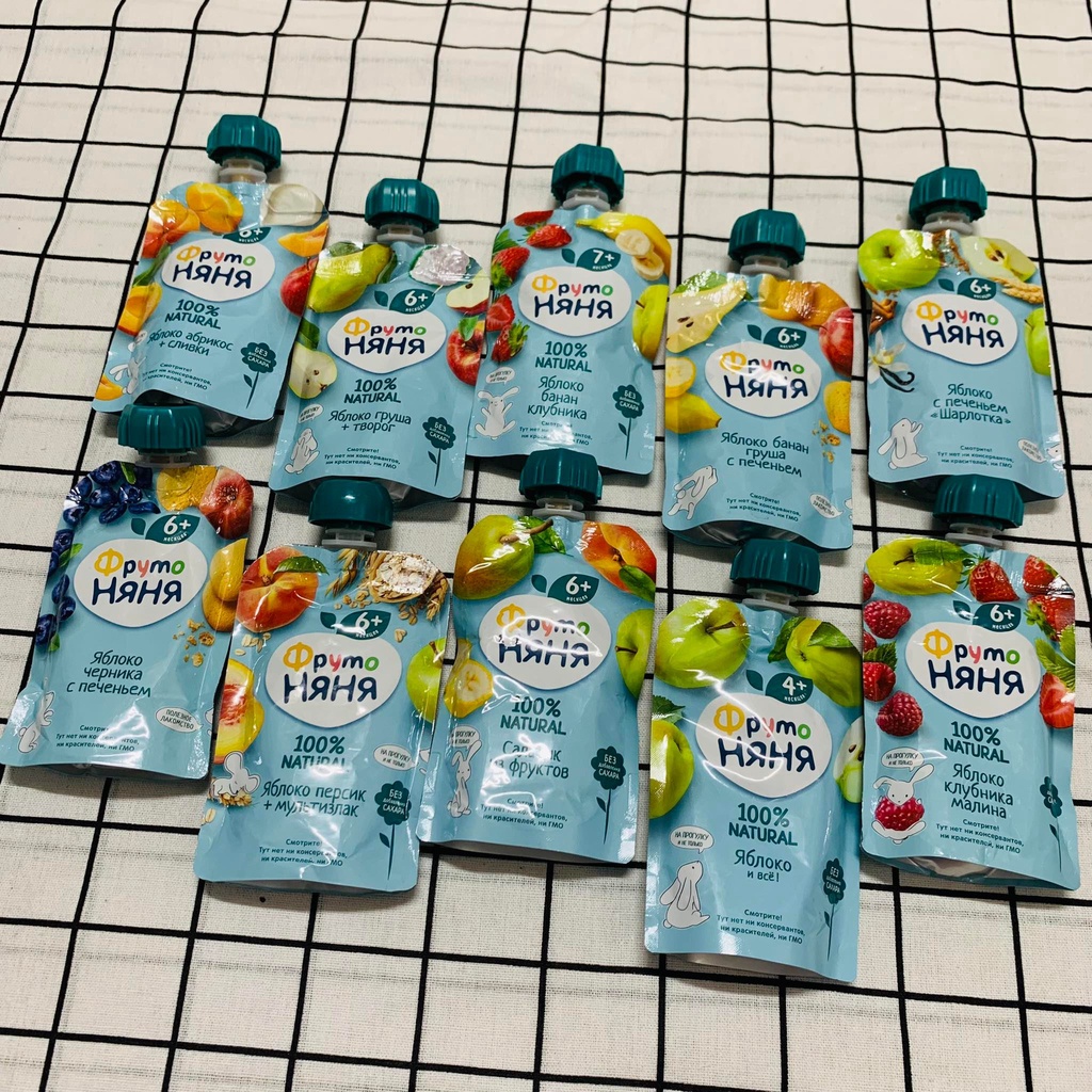 [Date 2023] Trái cây nghiền Fruto Nga 90g cho bé từ 4 tháng