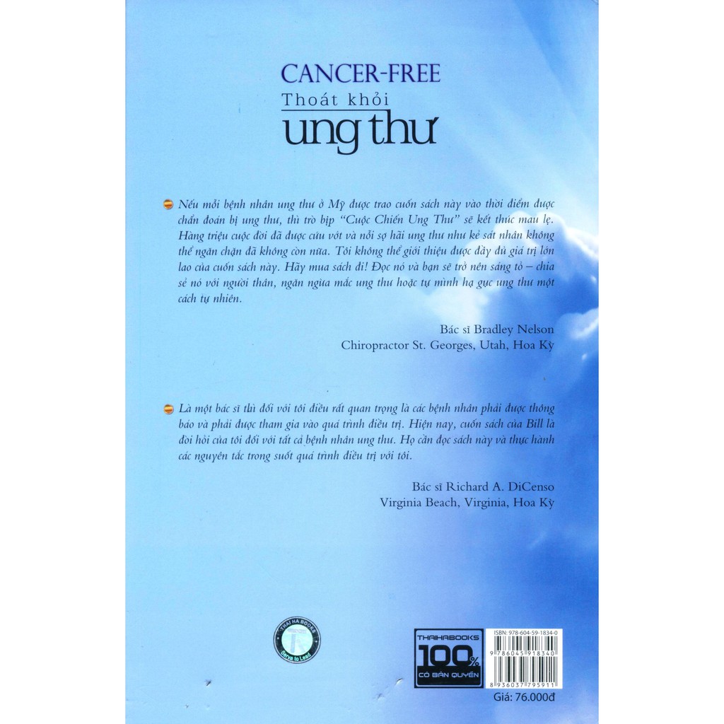Sách - Thoát khỏi ung thư - Hướng dẫn chữa bệnh không độc và nhẹ nhàng