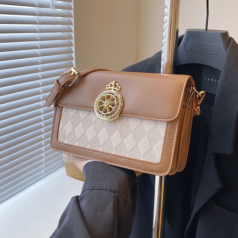 Túi Đeo Vai Hình Vuông Cỡ Nhỏ Màu Sắc Tương Phản Phong Cách Cổ Điển Thời Trang Cho Nữ