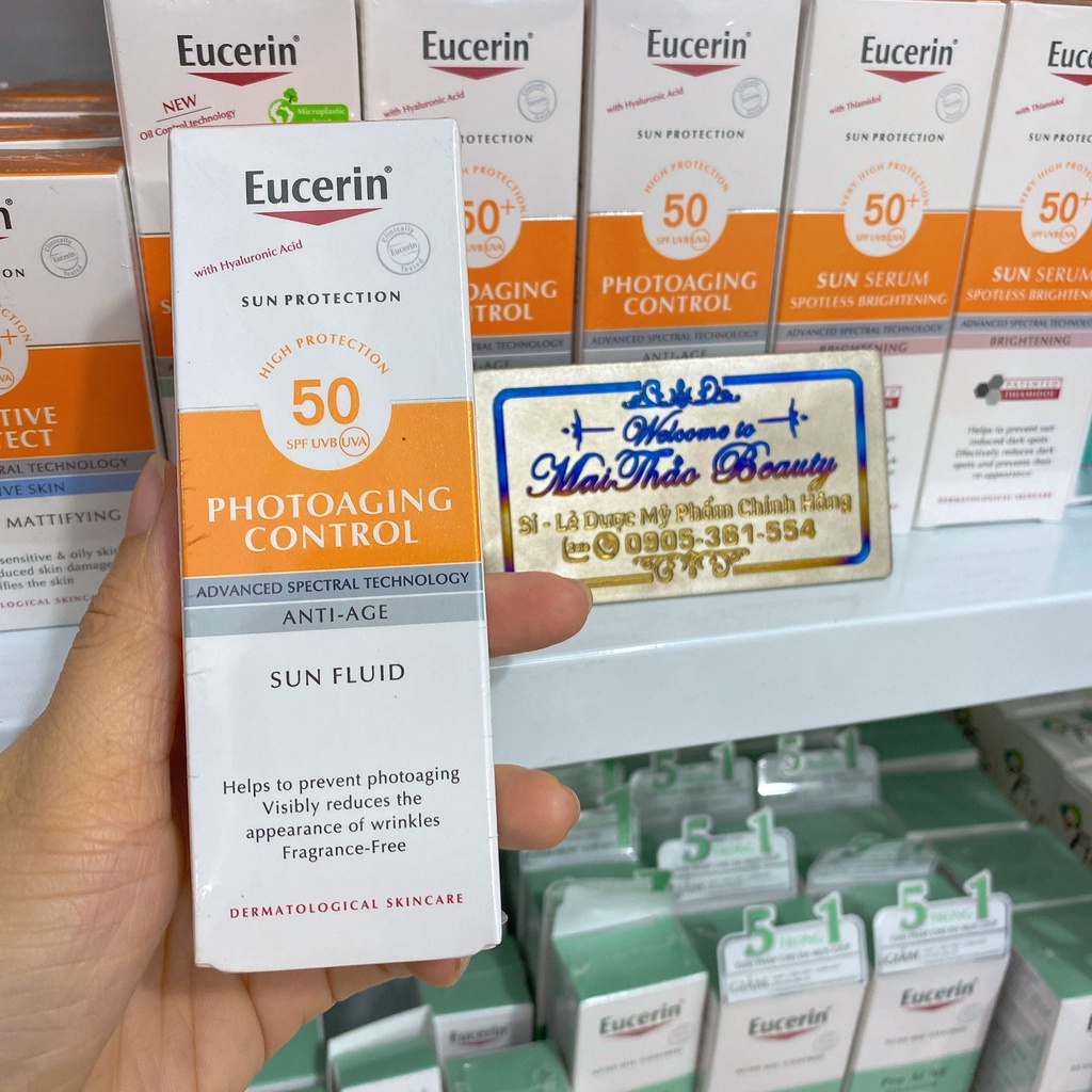 Eucerin Kem chống nắng SPF 50+ chống lão hóa Sun PhotoAging Fluid 50ml