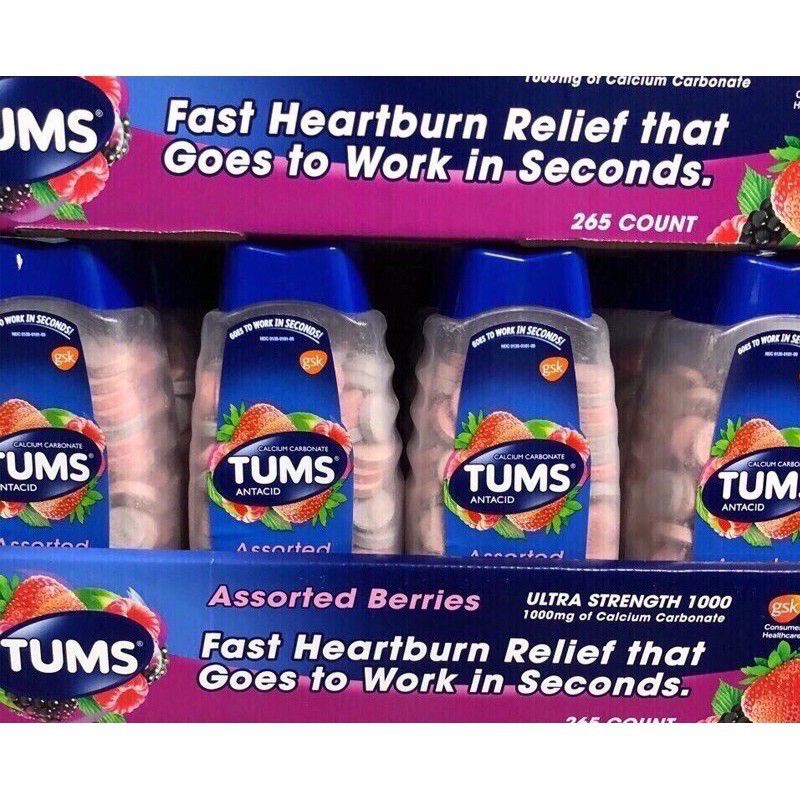Kẹo nhai hỗ trợ giảm đau bao tử, dạ dày, khó tiêu, ợ nóng Tums antacid