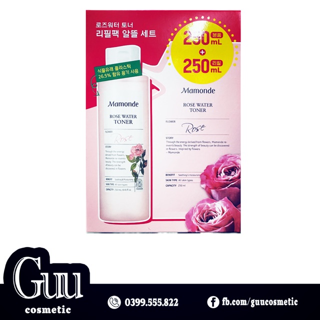 Set Nước hoa hồng Mamonde Rose Water Mamonde 500ml