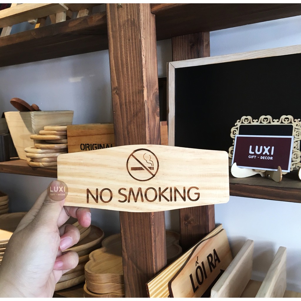 Bảng gỗ decor No smoking (17.5x7cm)