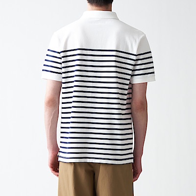 MUJI ÁO POLO SỌC VẢI PIQUE WASHED