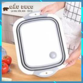 Chậu Gấp Gọn Kiêm Thớt Và Rổ Đựng [FREESHIP] - Thớt 3 In 1 Gấp Gọn, Đa Năng,Chậu Thông Minh - BE DECO