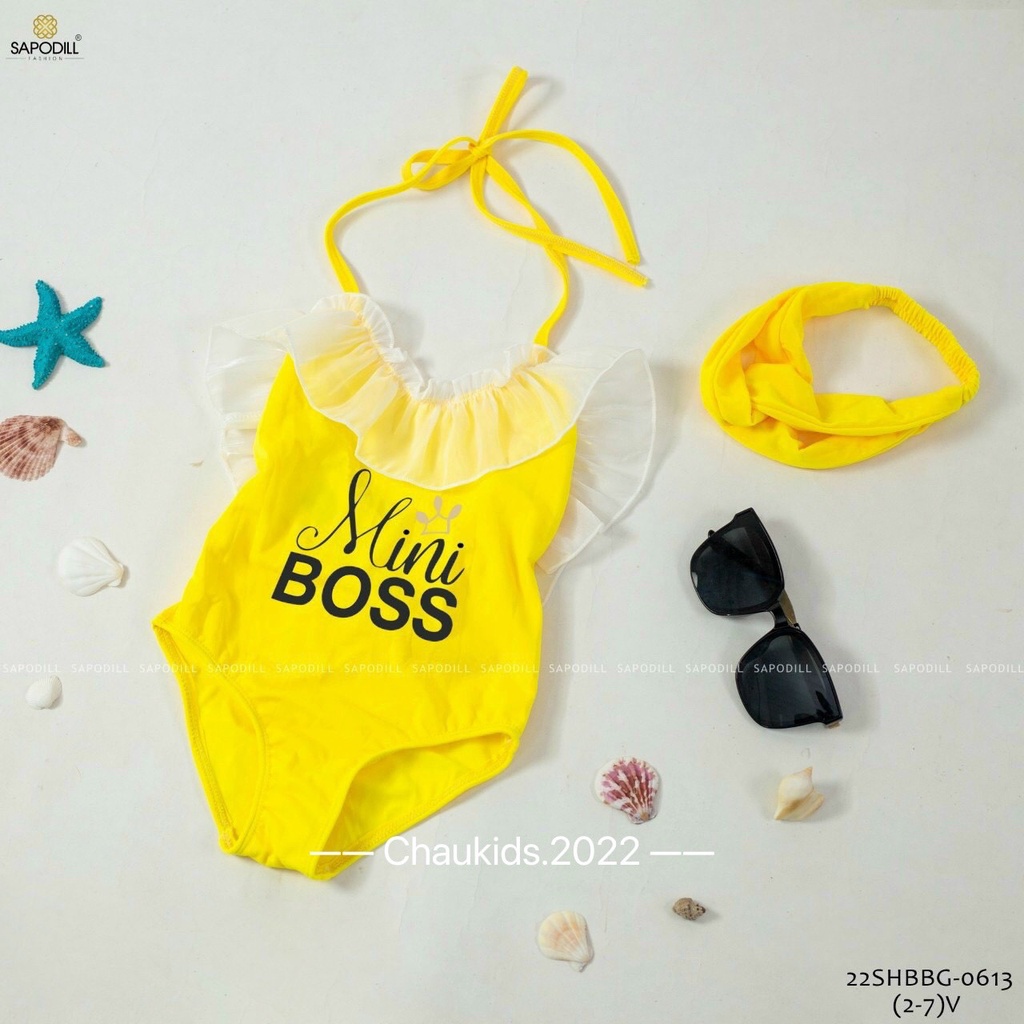 Bikini cánh tiên Mini boss hở lưng viền bèo đi biển cho bé gái (V690)