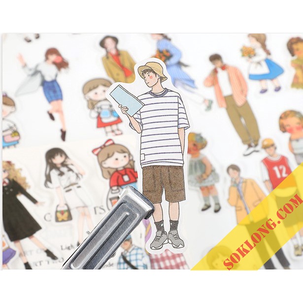 Set 40 sticker girl Sổ KLONG, boy street style - nhãn dán cô gái chàng trai đa dạng STI47