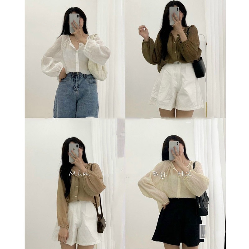 Áo Sơ Mi Cổ Tròn Voan Tơ Hàng Quảng Châu AP012-Violet