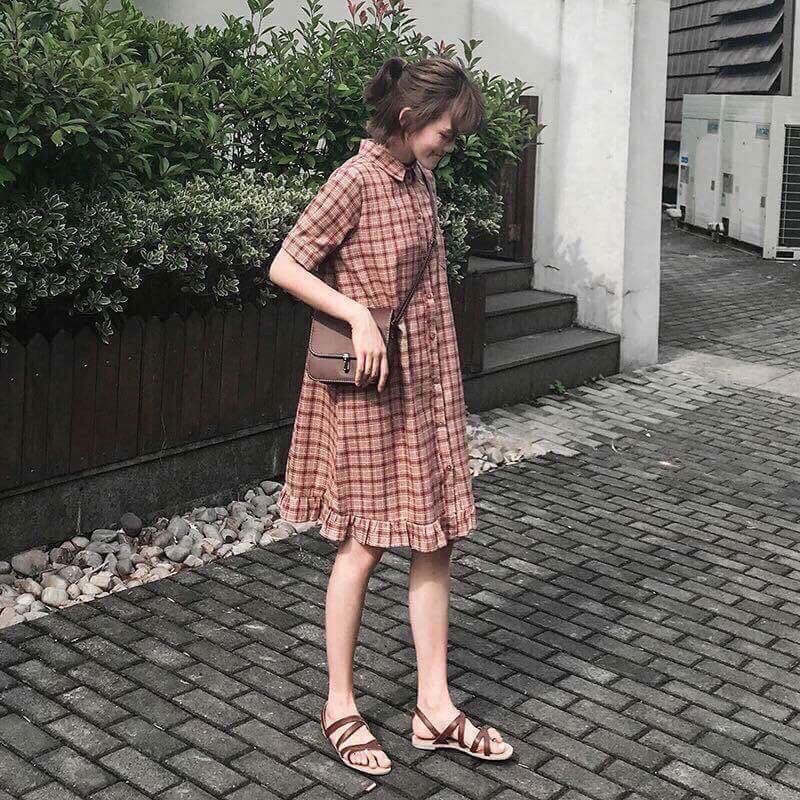 Đầm Nữ caro đuôi cá bèo cực hot