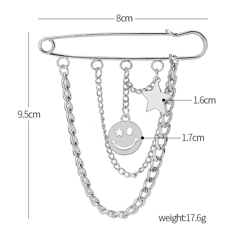 IF ME Trâm Cài Áo Hình Ngôi Sao Mặt Cười Đơn Giản Phong Cách Vintage