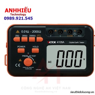 Victor 4105a đồng hồ đo điện trở đất victor 4105 thang đo 20/200/2000ω, tiêu chuẩn ip54, iec 61010-1
