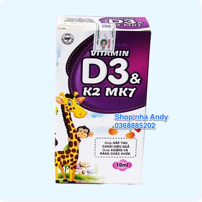 [Chính hãng] Vitamin D3 &amp; K2 Mk7 nhỏ giọt (lọ 10ml)