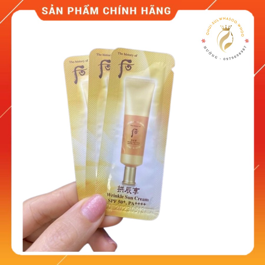 10g Kem chống nắng chống nhăn Whoo vàng Wrinkle Sum Cream , gói1ml , không gây nhờn, không dính, không đổ dầu da