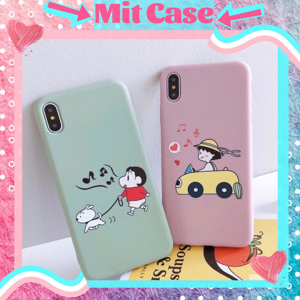 Ốp Lưng Đôi iPhone Chất Mềm Dẻo  Hình Shin Và Maruko Hoạt Hình Cute IPhone 6 6 plus 7 plus 8 8 plus x xs max 11 pro max