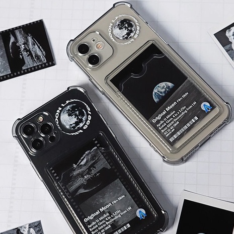Ốp Điện Thoại Họa Tiết Mặt Trăng Có Ngăn Đựng Thẻ Cho iPhone13promax 12 xs/xr 7/8plus 11