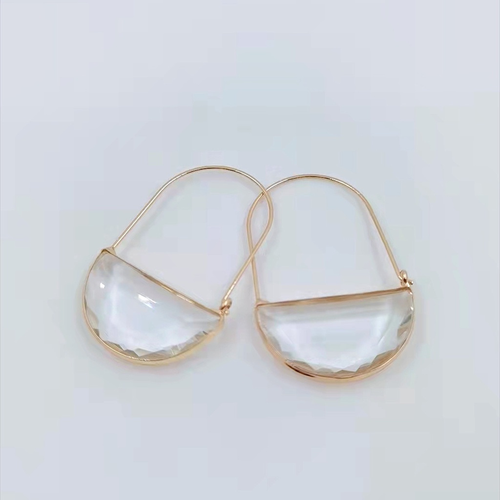 Khuyên tai Pinkdudu PD653 hình tròn trong suốt nhiều màu thời trang cho nữ