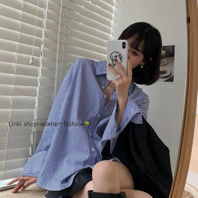 Áo Sơ Mi Nữ Tay Dài Kẻ Sọc Thời Trang Cá Tính