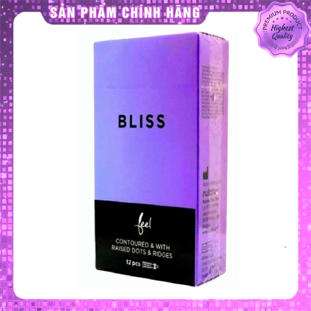 Bao cao su Gân Gai tăng cường khoái cảm Feel Bliss - hộp 12 chiếc