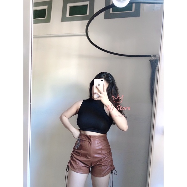 QUẦN SHORT DA RÚT DÂY CAPNHATXUHUONG
