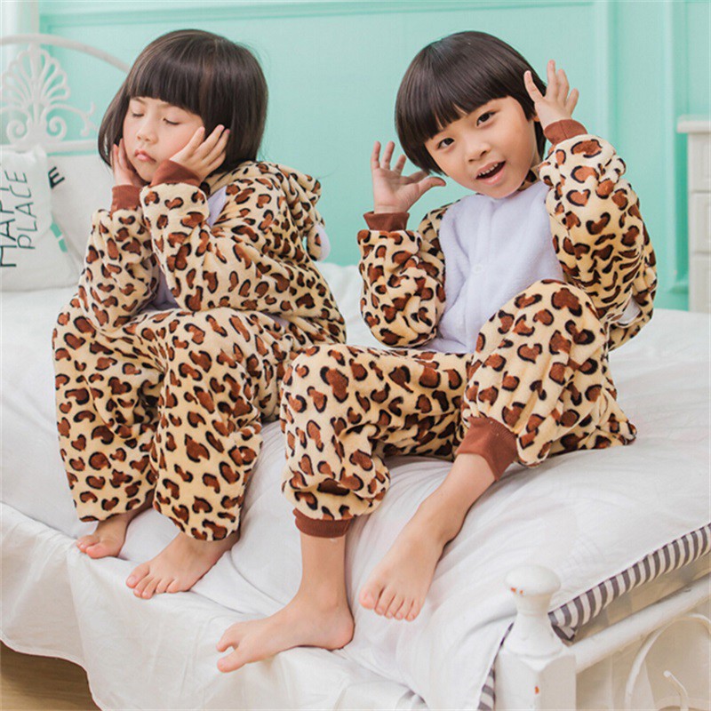 Leopard Kigurumi Onesie Adult Women Man Pajama Anime Cosplay Animal Costume Party Jumpsuit Halloween Allover Onepiece